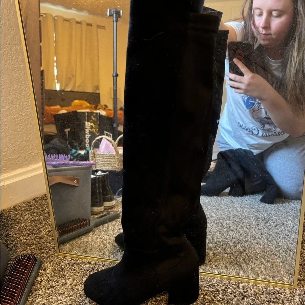 SHEIN Black Over the Knee Boots